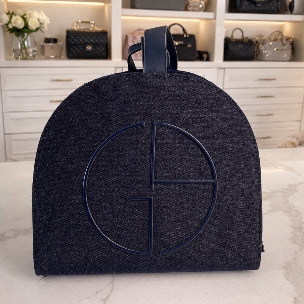 Giorgio Armani Beauty Midnight Blue Cluth/Makeup Bag with Gold Accents